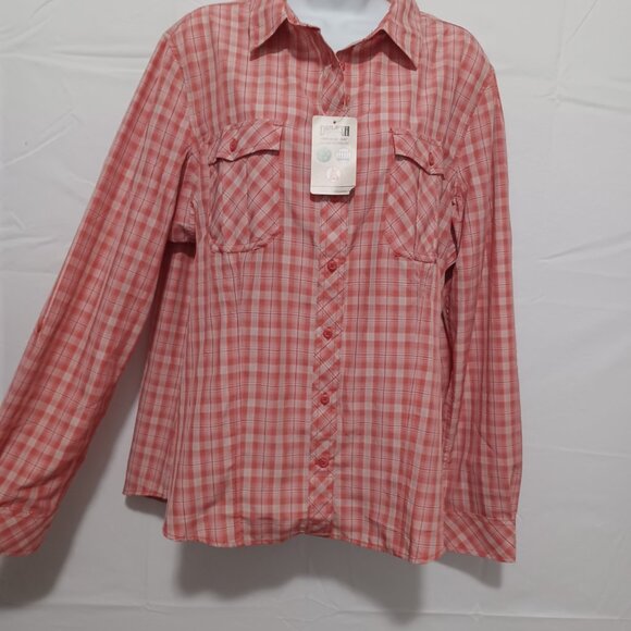 Duluth Trading womens button up shirt orange sz XL - Picture 2 of 6